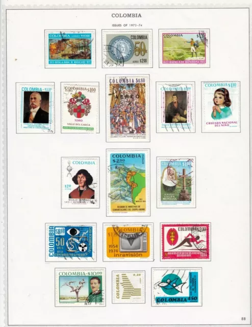 Colombia stamps (only) 1973 - 76, Birds, Butterflies, strip of 3, nice batch!