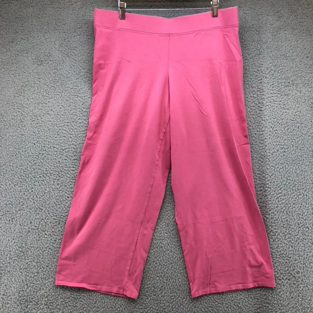Eileen Fisher Pants Womens Large Pink Stretch Comfort Wide Leg Mid Rise Pull On
