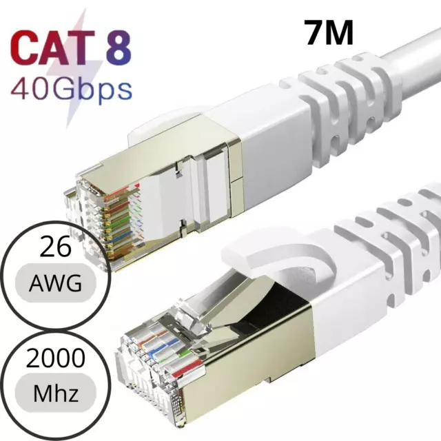 CAT8 Ethernet Cable 40Gbps 2000Mhz Gigabit RJ45 LAN Patch Cord Network