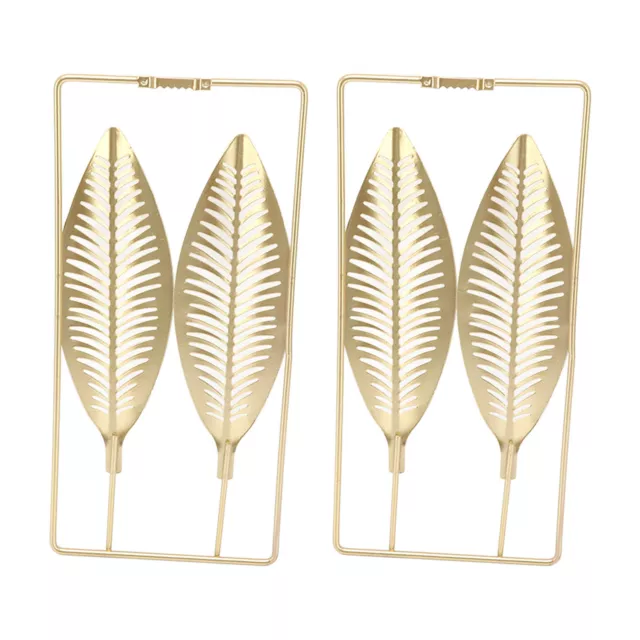 2Pcs Gold Wall Decor Entrance Living Room Sofa Sculptures Pendant Leaf Home For