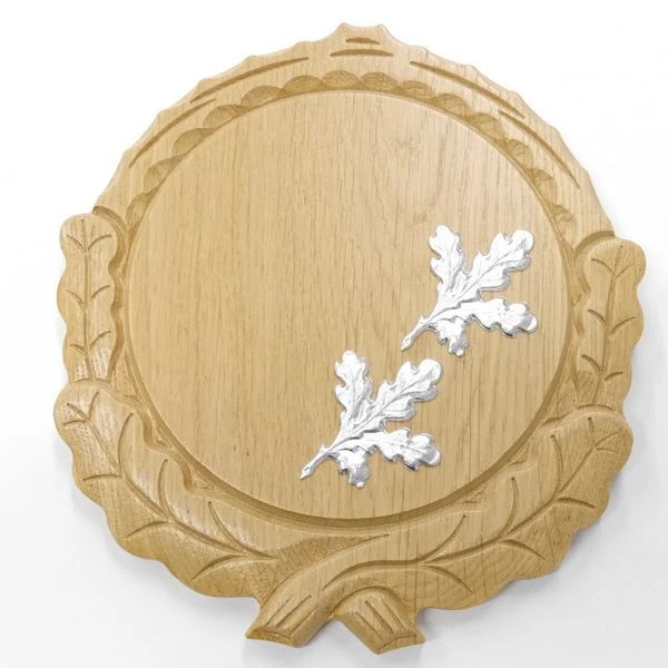 Placa de Jabalí Tallado Claro Af 16 CM Con 2 Pieza Aluminio Hoja Roble Portada