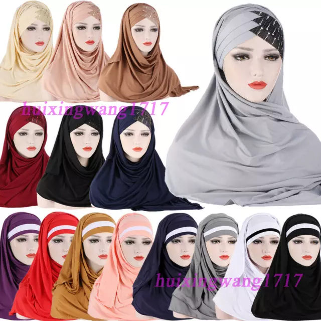 Muslim Women Hijab Instant Scarf Shawl Head Wrap Islamic Arab Headscarf Turban