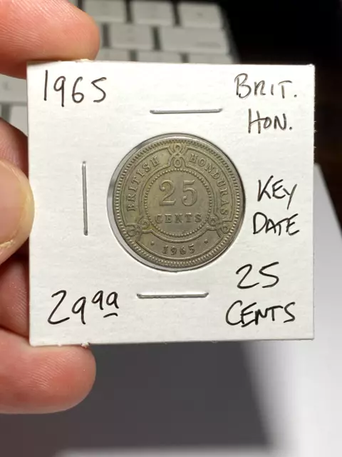 1965 British Honduras 25 Cents - Key Date