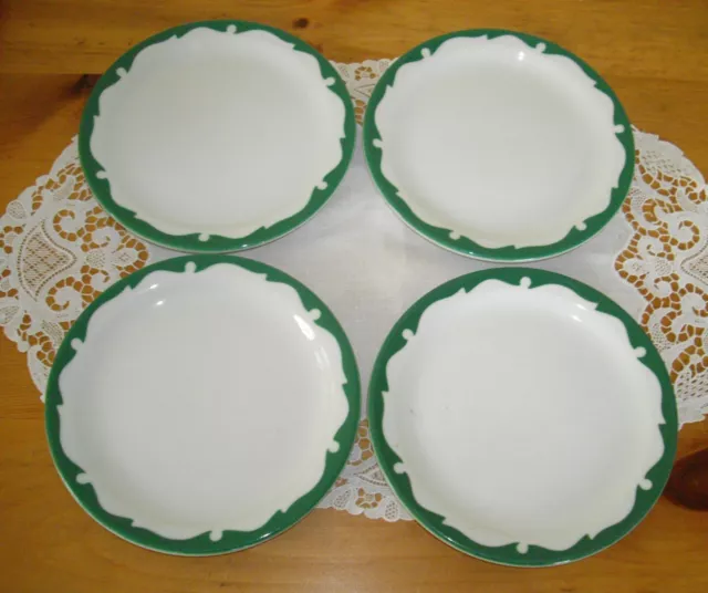 Vintage Shenango China RESTAURANT GREEN EVERGLADE 6 1/4" Plates  ~ Set of 4~