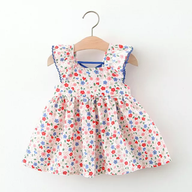 Toddler Baby Kids Girls Floral Rched Summer Dress Princess Dresses Clothes