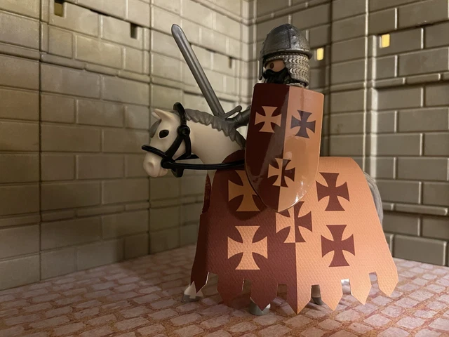 2 Playmobil Crociato Bianco E Giallo - Edizione Tedesca Rara Gerusalemme