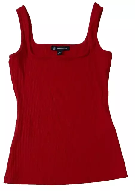 INC International Concepts Square Neck Ribbed Tank Top, Real Red XS MSRP $26.50