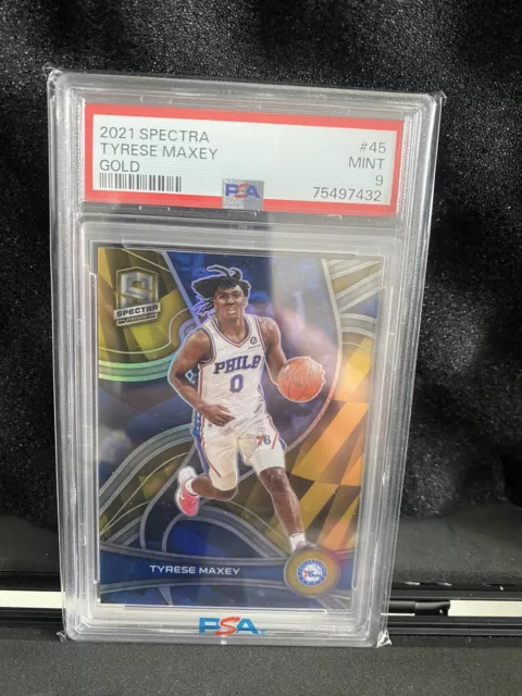 Tyrese Maxey Gold Spectra PSA9 Panini Prizm NBA /10 Basketball 76Sixers