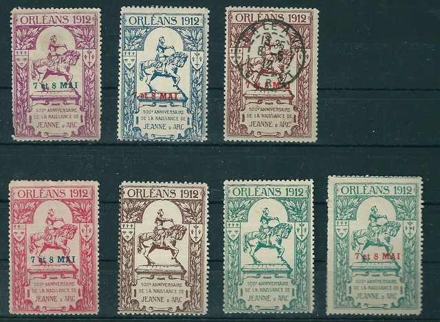 Lot de 7  vignettes Jeanne d'Arc Orléans 1912