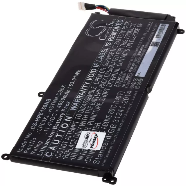 Akku kompatibel mit HP Typ LP03XL 11,4V 4650mAh/53Wh Li-Polymer Schwarz