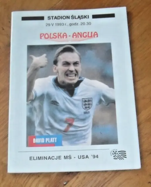 POLAND v ENGLAND FOOTBALL PROGRAMNE 1993 WOLD CUP QUALIFIER EXCELLENT.CONDITION
