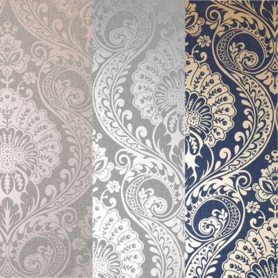 Arthouse Luxe DAMASCATO NERO CARTA DA PARATI Argento Grigio duro soffiato VINILE 910307 