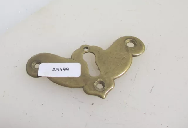 Victorian Brass Escutcheon Keyhole Plate Old Hardware Cupboard Drawer Antique