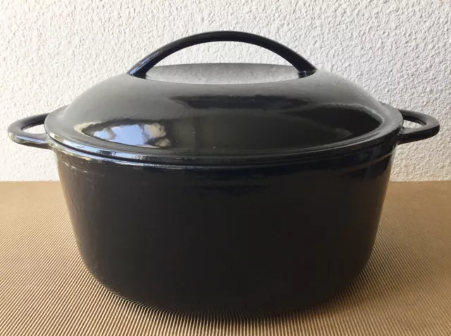 RARE COCOTTE LE CREUSET FONTE ÉMAILLÉE NOIR, années 30. ARTS DÉCO. ++vintage