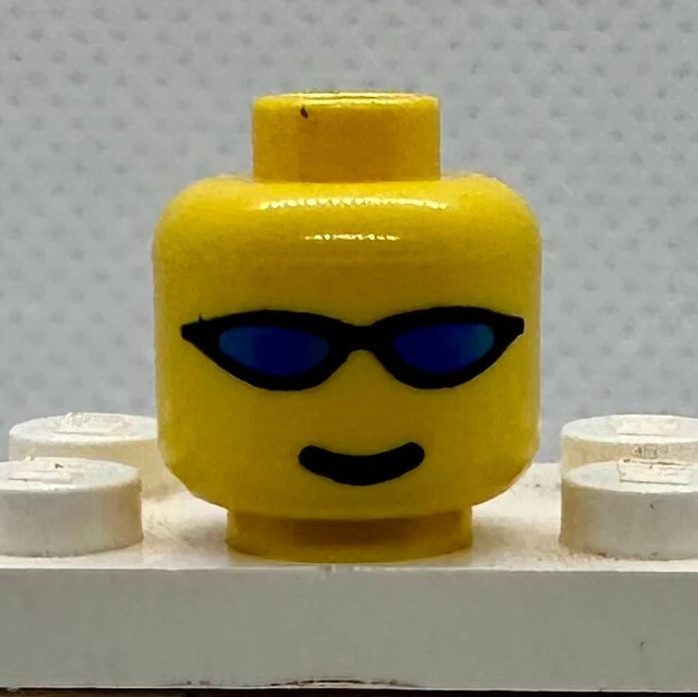 Lego Minifigure Figure Yellow Head Sunglasses Blue Smile ext012