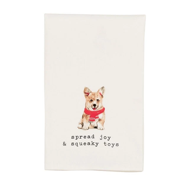 ~2~ CORGI Pup DOG ~ Kitchen/ Hand Towels SPREAD JOY & SQUEAKY TOYS Christmas NEW