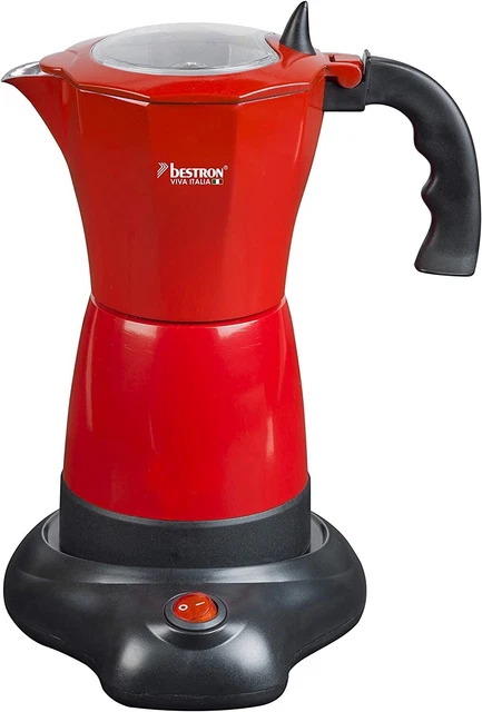 Bestron Moka Éléctrique avec Base, VIVA ITALIA, Pour 6 Tasses De Café : 180 ML