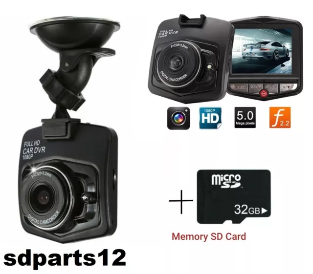 Caméra Voiture +SD 32GB Tableau de Bord FHD 1080P Enregistreur Vidéo Dashcam DVR