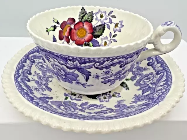 Vintage Spode Copeland Mayflower England Cup & Saucer Set Lavender Floral