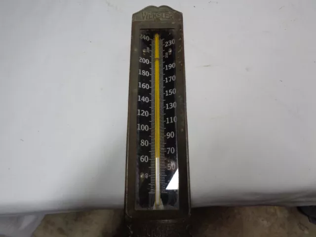 Vintage Weksler Brass Thermometer New York City Industrial