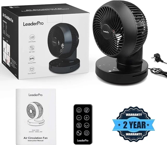 Leader Pro Fan LEADERPRO 10 INCH Air Circulator Fan 360°Desk Fan Cooling Quiet ...