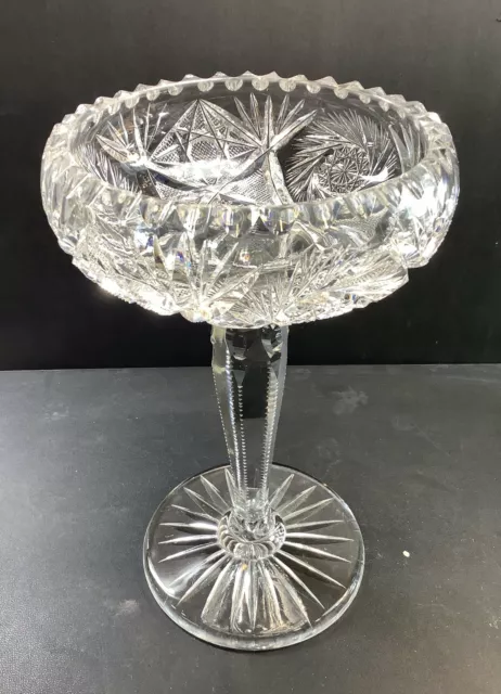 American Brilliant Period Cut Glass compote, Antique W10