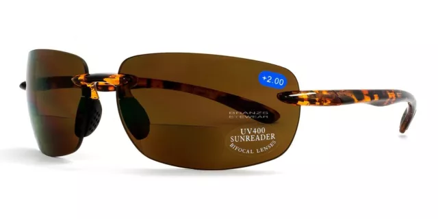 Wrap Rimless Bifocal Sunglasses UV400 Sun Reader Bifocal Lenses Reading Glasses