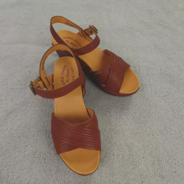 Kork Ease Sandals Womens 7 Brown Leather Adelphi Strappy Wedge Platform