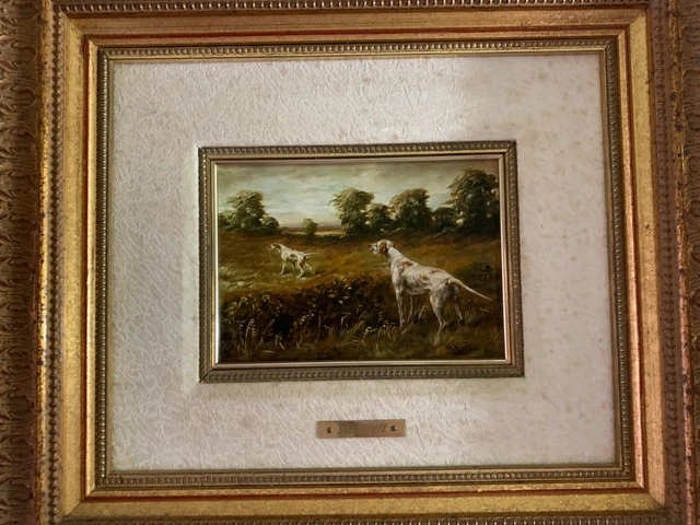 M. Klatt, Oleo sobre Lienzo enmarcado, Perros de Caza, 47 x 41 cm Original