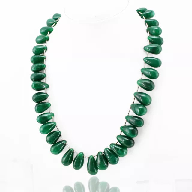 World Class Amazing 694.00 Cts Natural Pear Shaped Green Emerald Beads Necklace 2