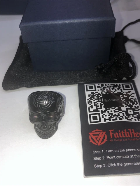 Faith Heart FaithHeart Biker Dad Skull Stainless Steel Ring BLACK Size 13 C1