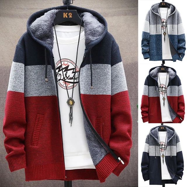 Winter Men's Thick Warm Fleece Lined Hooded Hoodie Zip Up Coat Jacket Sweatshirt