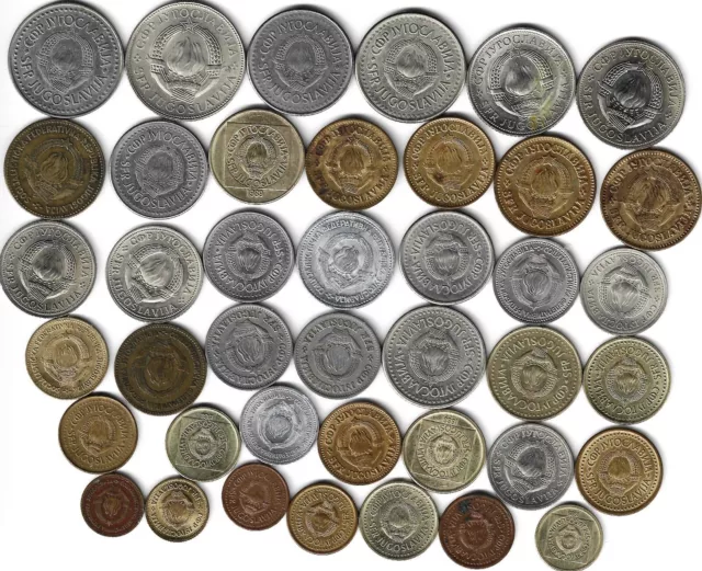 41 different world coins from the SOCIALIST FEDERAL REPUBLIC of YUGOSLAVIA