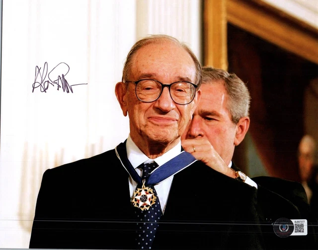 Alan Greenspan Signed 8X10 Photo Beckett Bas Coa Us Chair Federal Reserve 5