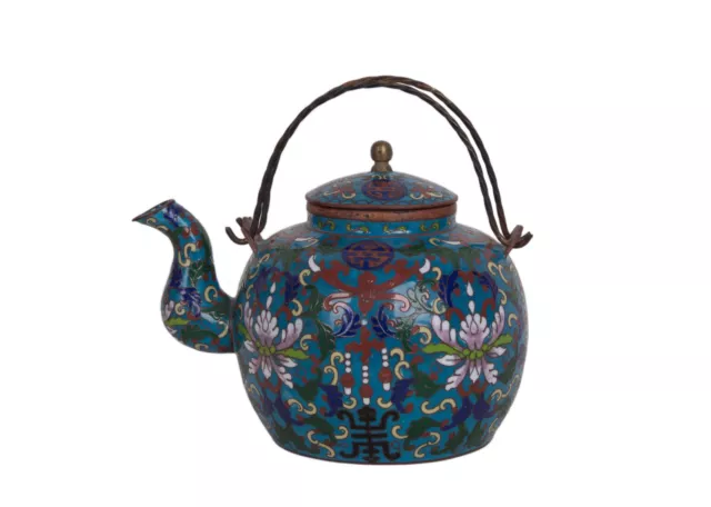 China 19. Jh. Qing Tee / Wein Kanne -A Chinese Cloisonne Teapot Théière chinois