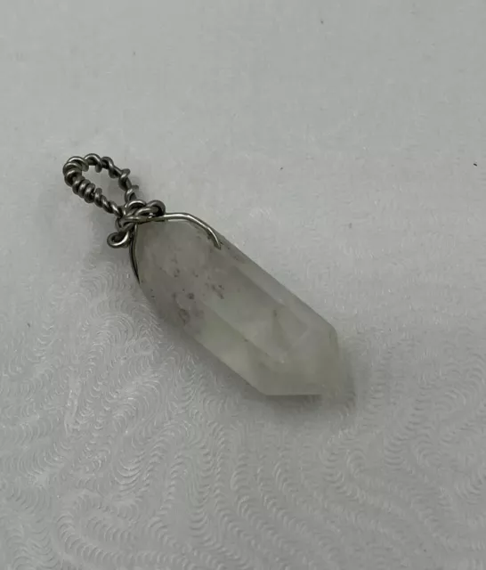 Natural Clear Quartz Crystal Gemstone Double Terminated Point Pendant 2