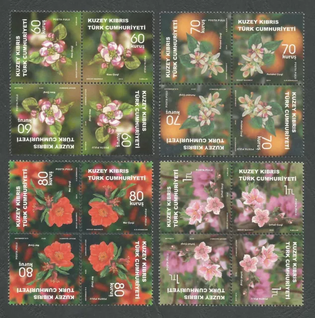 Turkish North Cyprus Stamps TRNC  SG 0786-89 2014 Fruit Tree - In Fours MINT