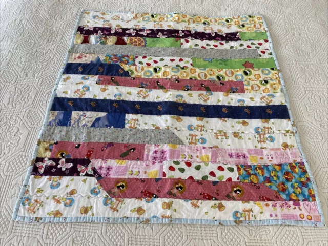 Handmade Small Patchwork Quilt  Baby Play / Change Mat Cotton 80 cm x 70 cm