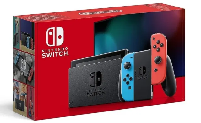 Nintendo Switch Neon Red/Blue V2 (2019) Barely Used Original Box incl Carry Case