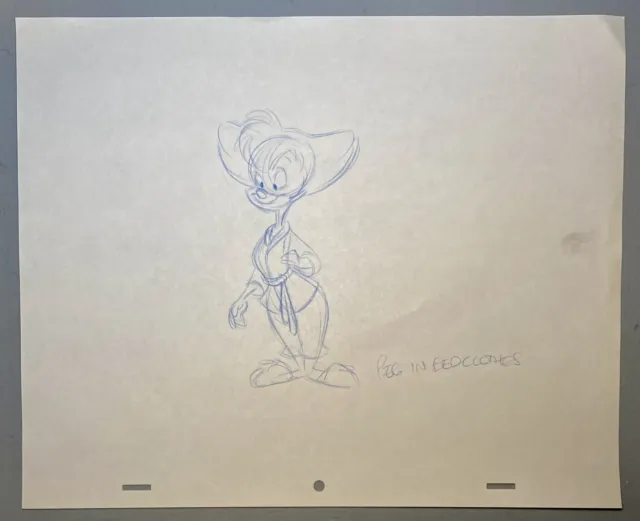 1990s Original Disney Animation Drawing Sketch Art Goof Troop PEG PETE Pajamas