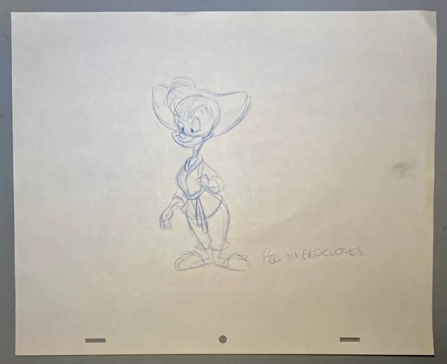 1990s Original Disney Animation Drawing Sketch Art Goof Troop PEG PETE Pajamas