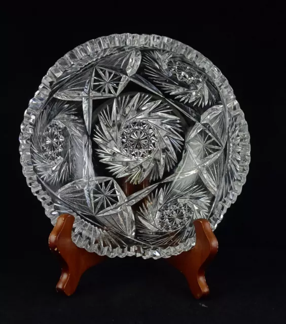 Pinwheel Motif ABP American Brilliant Period Cut Glass Deep Bowl