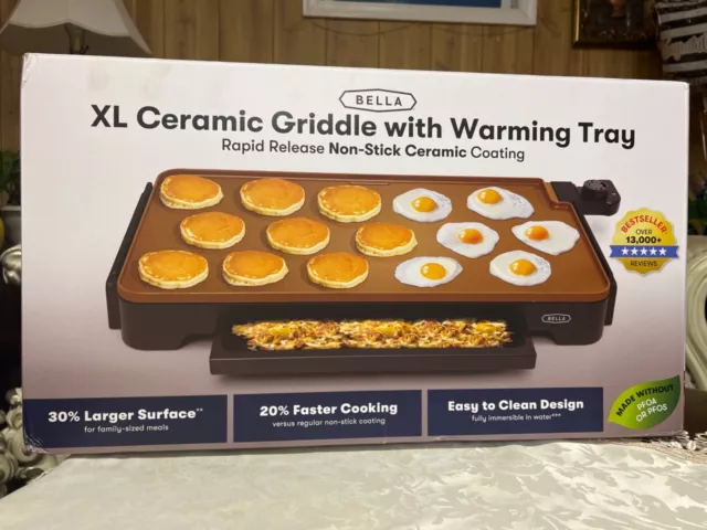 Bella XL Ceramic Griddle with Warming Tray