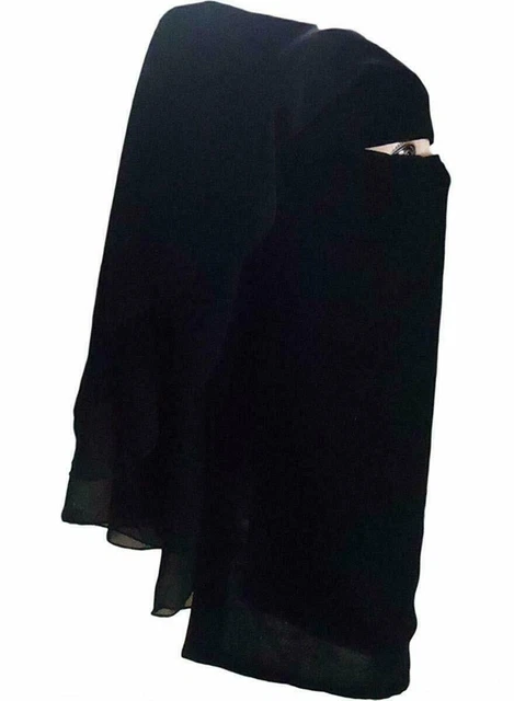100% Cotone Triplo Naqaab Colore Nero per Donna (Taglia Unica)