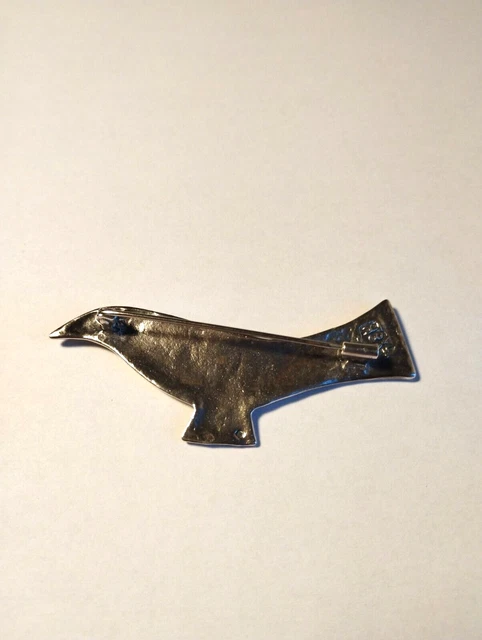 Ancienne Broche en Argent Massif Vermeil Feuilles avec Strasses vers 1960