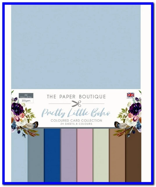 Paper Boutique Pretty Little Boho Coloured Card Collection. 24 X A4 Sheets,