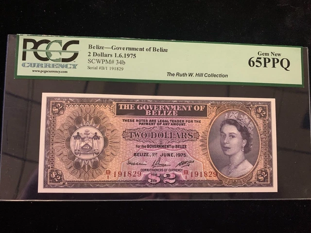 BELIZE  2 Dollars  1975  -- PCGS Gem UNC 65 PPQ - (946913-01)
