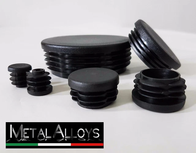 Tappi tondi alettati in plastica colore nero