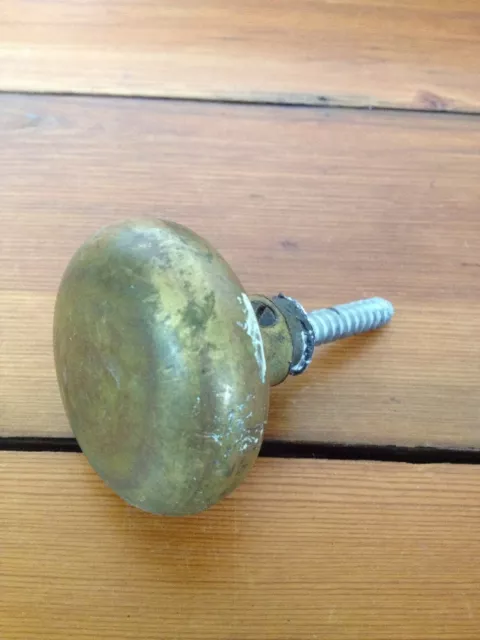 Vintage Antique Solid Distressed Brass Doorknob w/ Threaded Screw 2.25"