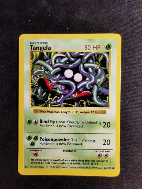 Tangela 66/102 Shadowless Base Set Pokemon Card Wizard Of The Coast